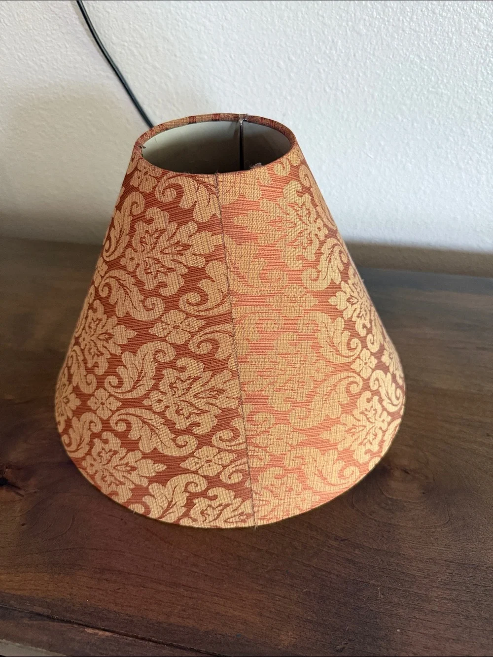 Orange Damask Fabric Lantern Shade - Unbranded